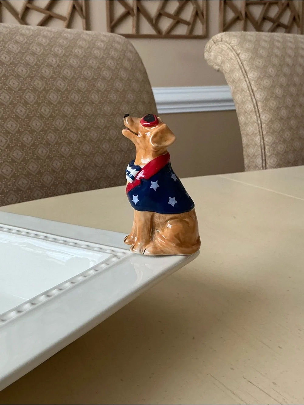Patriotic Puppy Dog With Sunglasses Platter Decoration 🇺🇸